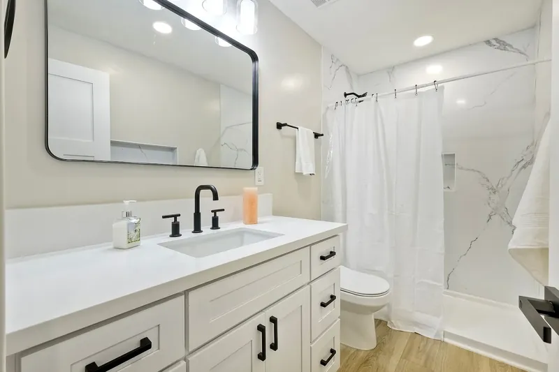 Bathroom vanity and mirror