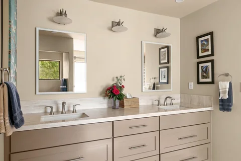 La Mesa Vista double-sink vanity and illuminated mirrors
