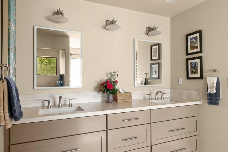 La Mesa Vista double-sink vanity and illuminated mirrors