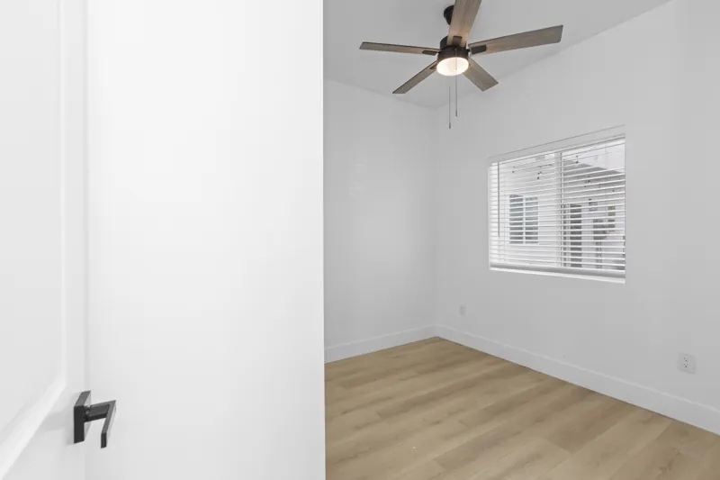 Bedroom with a ceiling fan